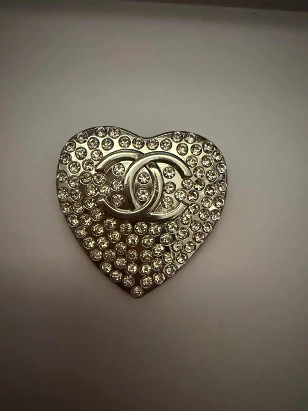 Bintage style Brooch Silver Crystal Heart Brooch